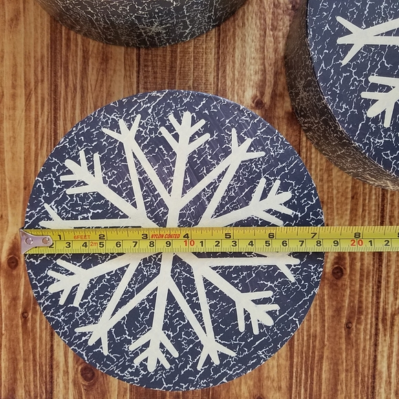 Snowflake Blue Nesting Gift Storage Box Set Paper Decrotive Cardboard Rustic - Picture 11 of 14